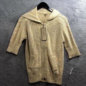 NWT One Girl Who Women Zippered Sweater Yellow Multicolor Size Medium